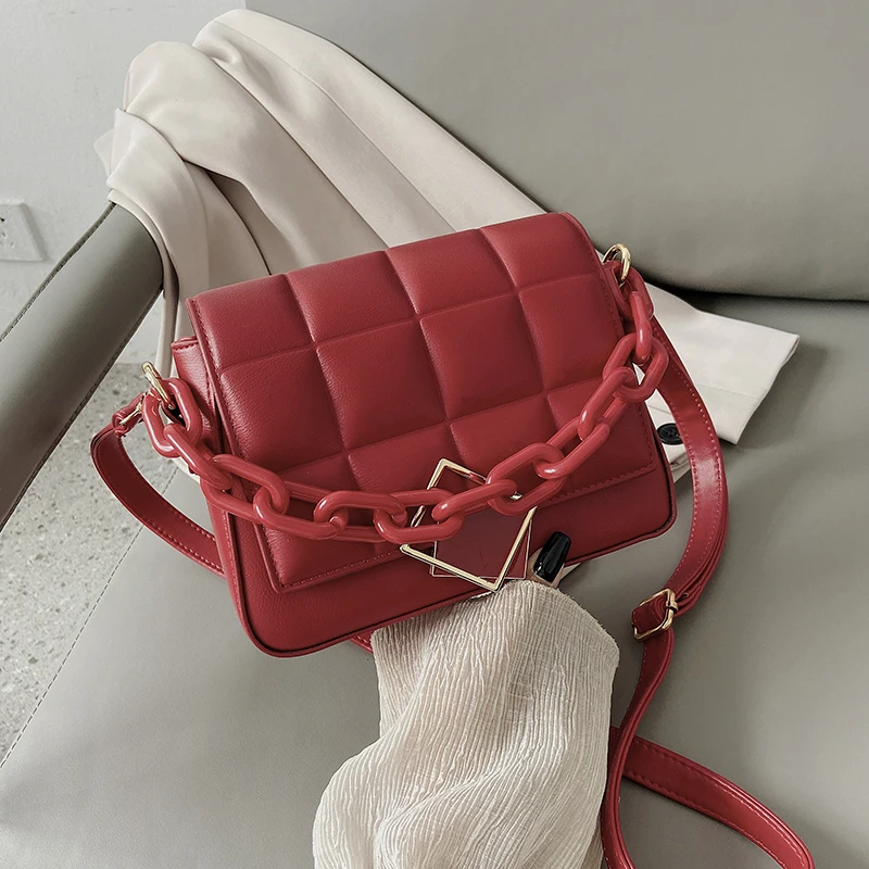 

New Lingge Women's Shoulder Bag Retro Chain Handbag and Purse High Quality PU Leather Bags Fashion Popular Female Crossbody Bags