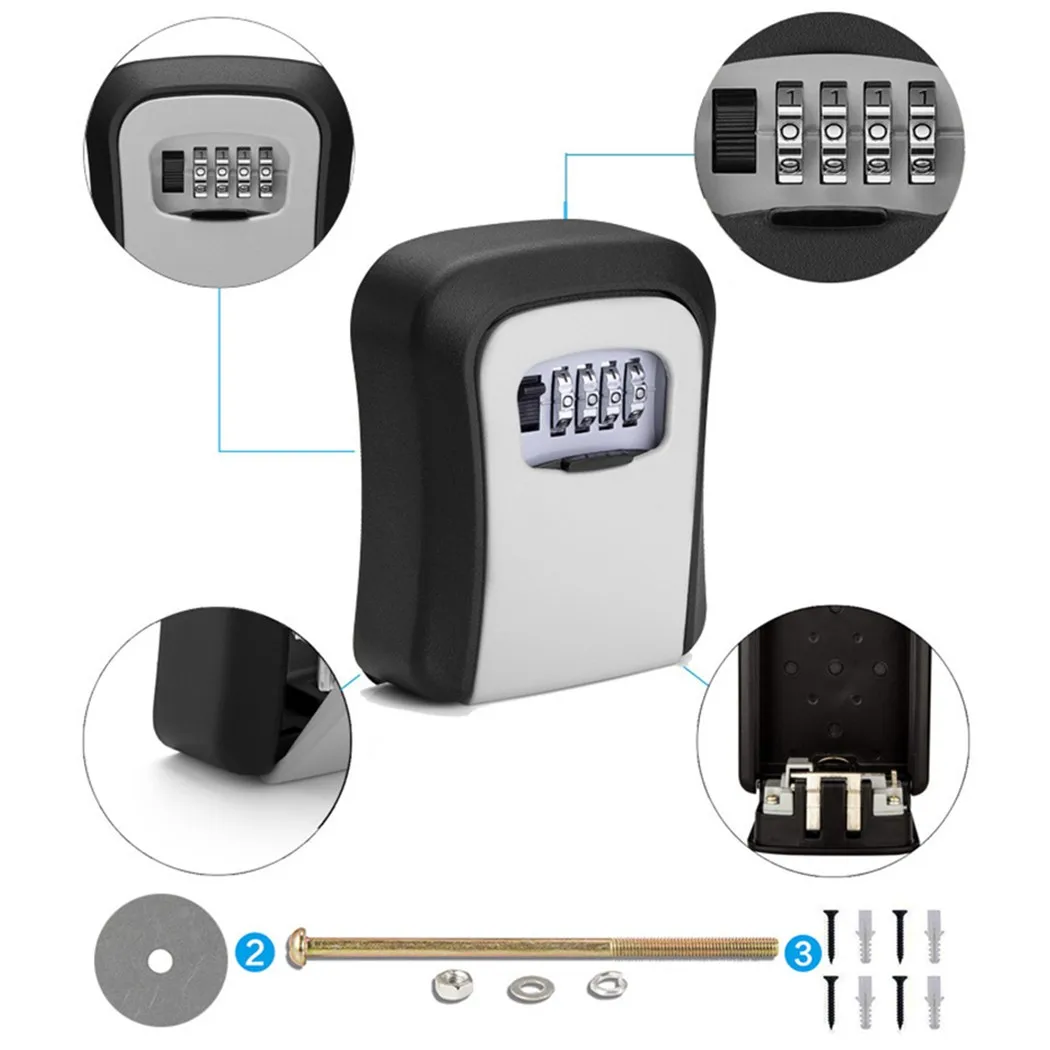 

4 Digit Key High Security Large Metal Password Key Box Homestay Construction Site Decor Key Box Cat's Eye Wall Hanging