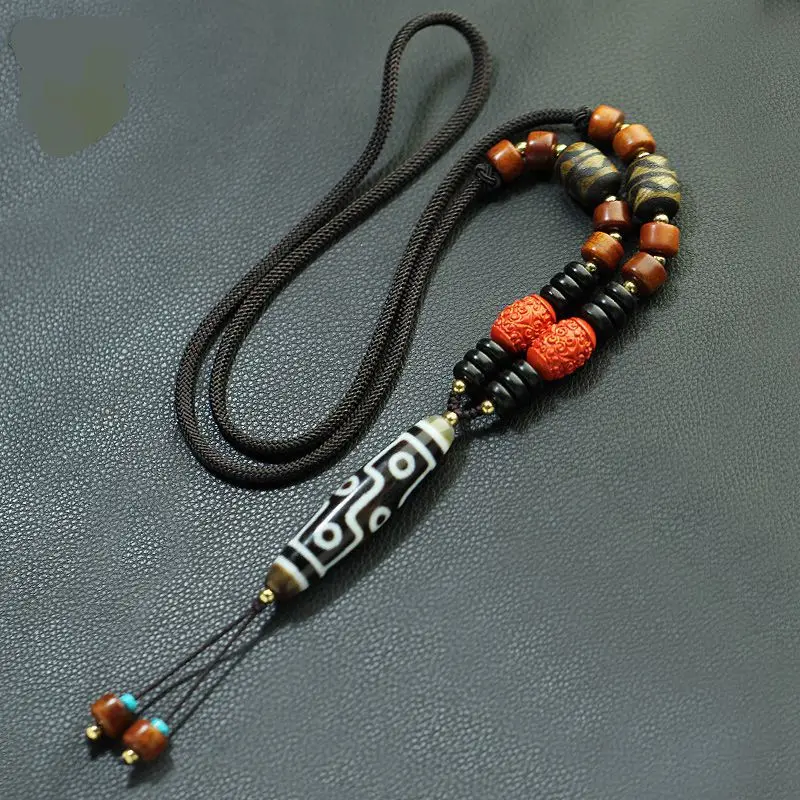 Высококлассные тибетские бусины дзи 9 женская подвеска амулет благословит Vermilion