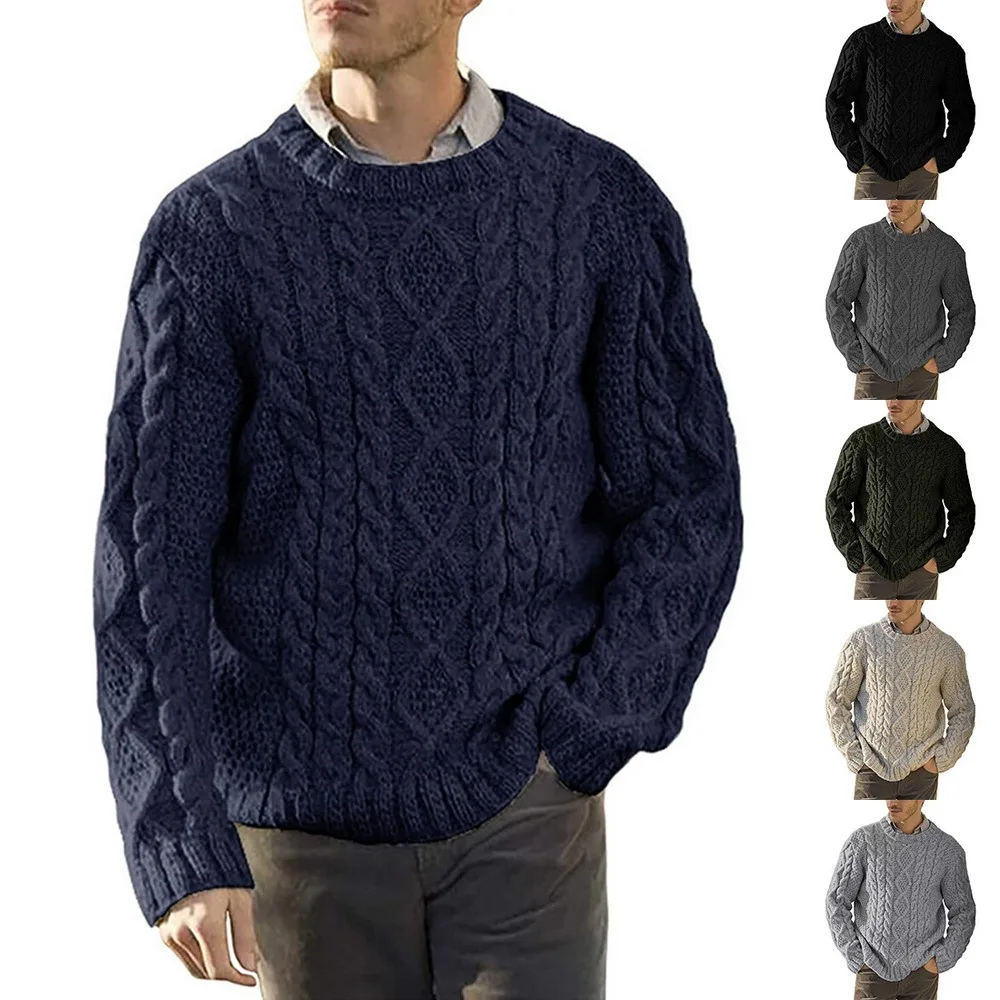 

2021 Men Pullover Sweater Autumn New Fashion Casual Loose Thick O-Neck Wool Knitted Oversize Harajuku Streetwear Solid Knitwear