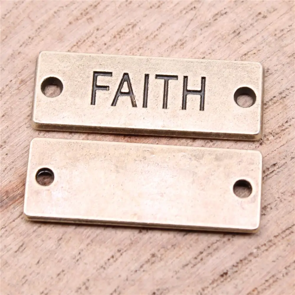

Faith Charms For Jewelry Making Findings Handmade DIY Craft 5pcs Antique Bronze Color 28x10mm