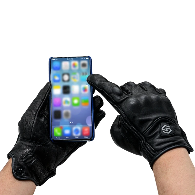 

1 Pair Outdoor Protective Gloves Leather Windproof Gloves All-FingerPressSn Gloves Motocross Riding Gloves