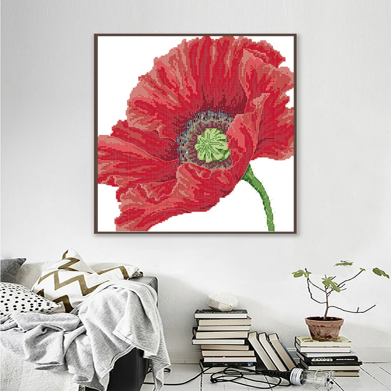 Набор для вышивки крестиком набор больших красных цветочных узоров вышивка DMC 11CT