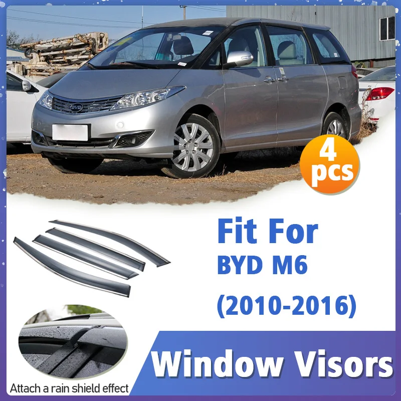Window Visor Guard for BYD M6 2010-2016 Vent Cover Trim Awnings Shelters Protection Sun Rain Deflector Auto Accessories 4pcs