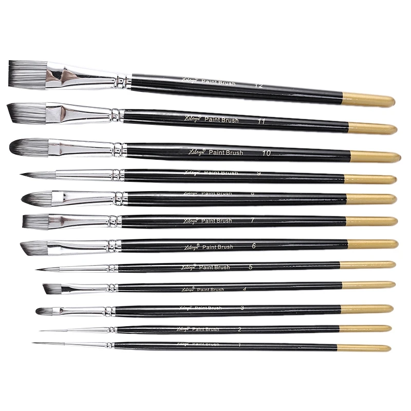 

Набор кистей XILEYW с алюминиевыми трубками, набор из 12 кисточек для рисования акварелью и гуашью, подходит для рисования