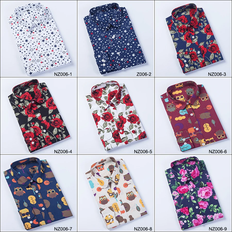 

Women Shirts Long Sleeve Cotton Blouse Fashion Print Cherry Lips Flower Top Shirts For Women Autumn Under Shirt Ladies Office