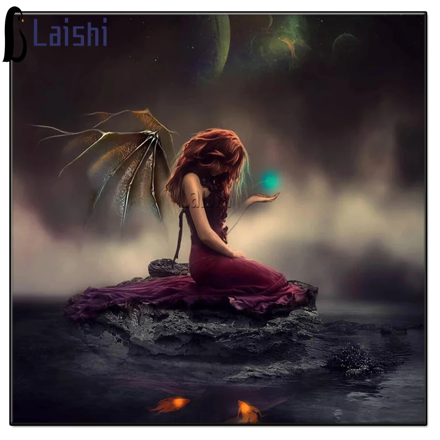 

Полноформатная алмазная живопись, фантазия, Темный Дракон, вышивка крестиком, полноразмерная круглая 5D алмазная вышивка «сделай сам», моза...