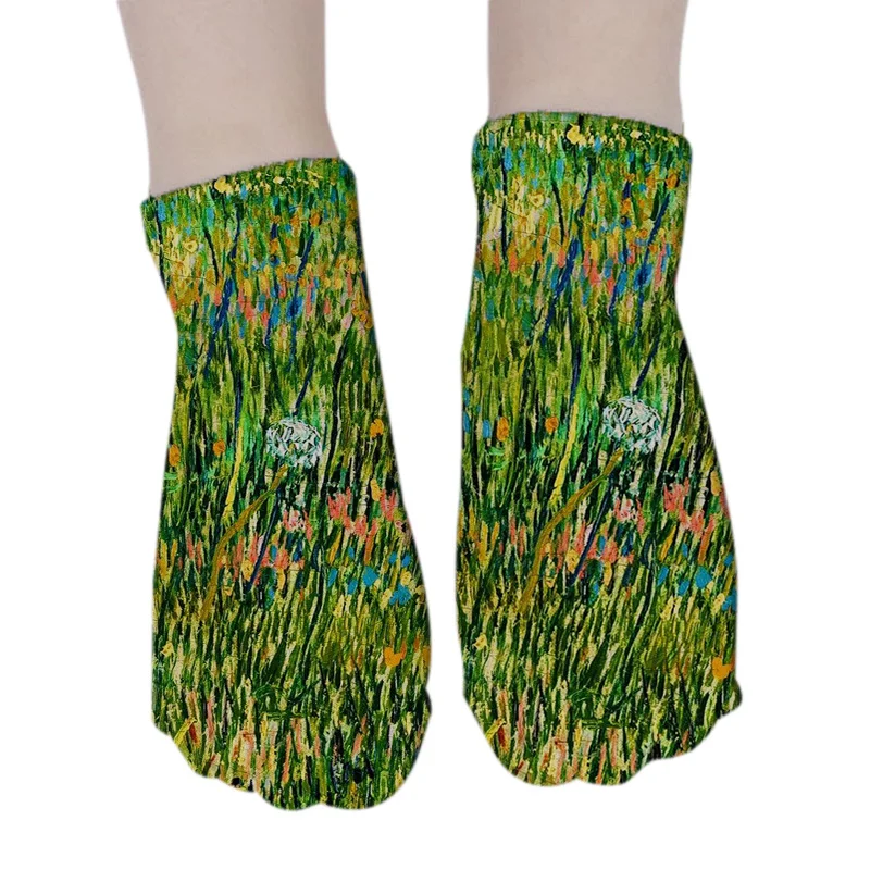 3D женские осенние хлопковые носки Ван Гог Картина маслом Звездная ночь Подсолнух