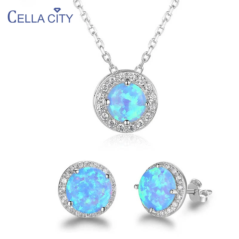 Женские серьги гвоздики из серебра 925 с голубым опалом|Ювелирные наборы| |