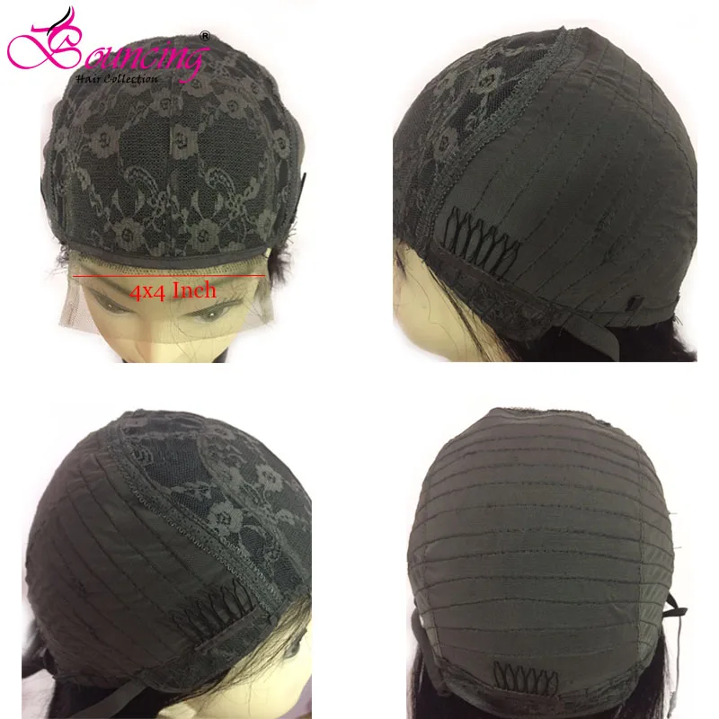 Волнистые кудрявые парики на сетке бразильские 4x4 из человеческих волос