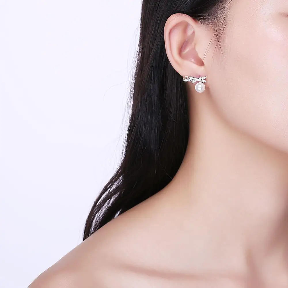 

ROLILASON 925 Sterling Silver Stud Earrings High End Elegant Fashion Anniversary Gift se42