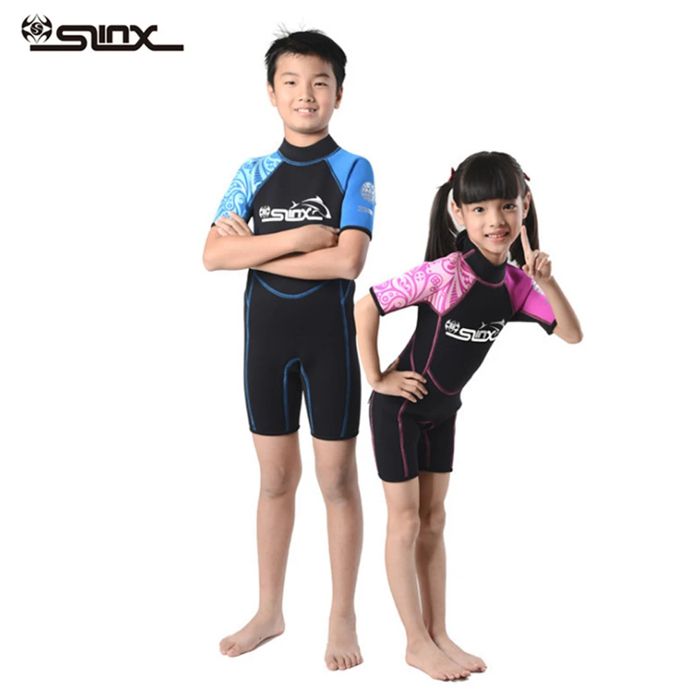 

SLINX Neoprene 2mm wetsuit for boy girl swimming wetsuit children diving suit shorty wetsuit kids One Pieces surfing suit for