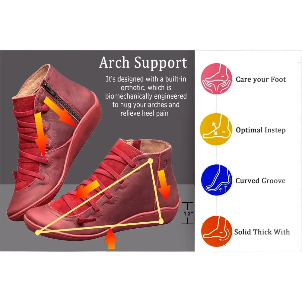 Женские ботильоны из искусственной кожи Сезон осень зима Винтажные ботинки в