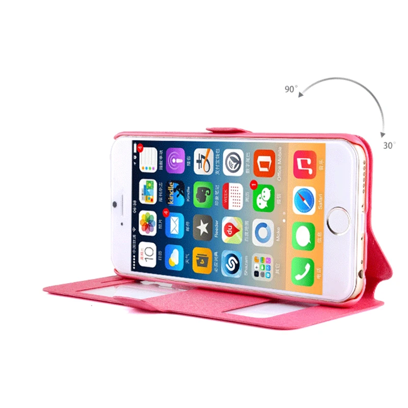 Флип-чехол для iphone 8 7 6S 6 Plus с двойным окном кожаный кошелек подставкой откидная