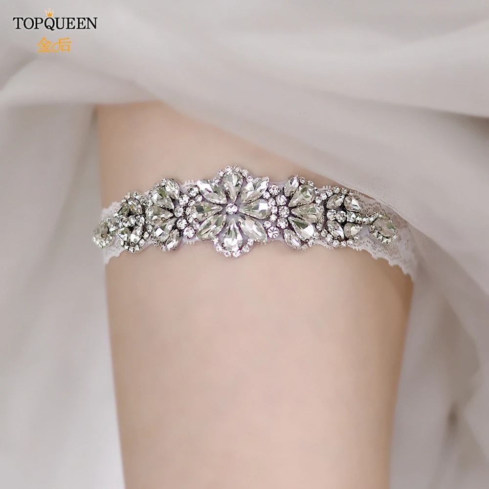 Подвязка для ног TOPQUEEN S01 Женская эластичный пояс ручной работы с со стразами