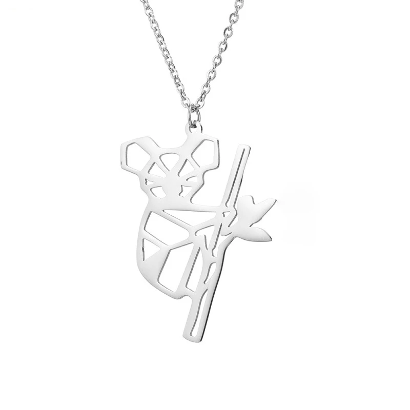 

2019 new koala bear pendant necklace cute animal stainless steel hollow necklace fashion necklace