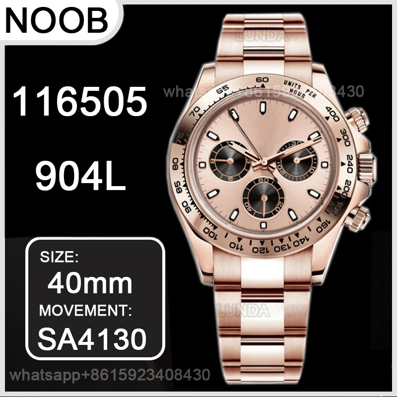

Men's Chronograph Watch Daytona 116505 Noob Best Edition 904L Stainless Steel Case and Bracelet 1:1 SA4130 Watch Replica