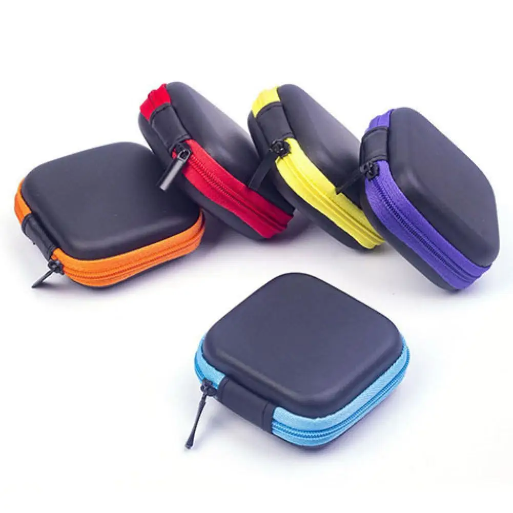 

Square Pocket Hard Case Storage Bag for Headphone Earphone Earbuds TF SD Card