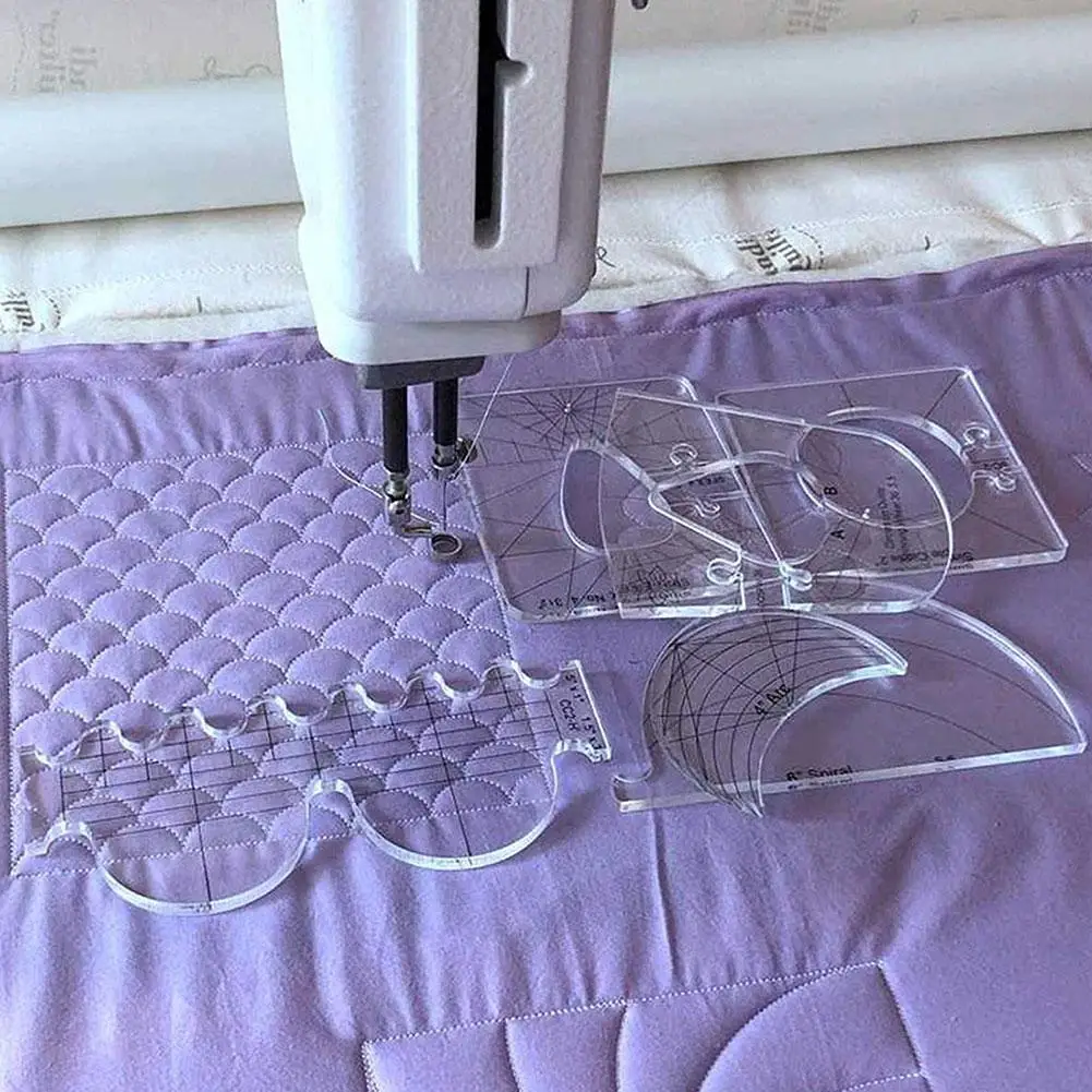 6pcs/set Beginner Quilting Template Patchwork Free Motion Rulers Acrylic Sewing Tool Stencil Home DIY Craft Reusable For Machine | Дом и сад