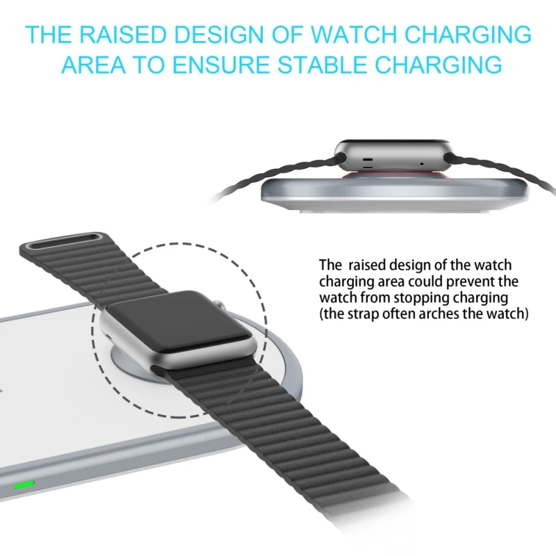 

Smart Watch Headset Desktop Phone Holder Flat Three-In-One Wireless Charger White Black