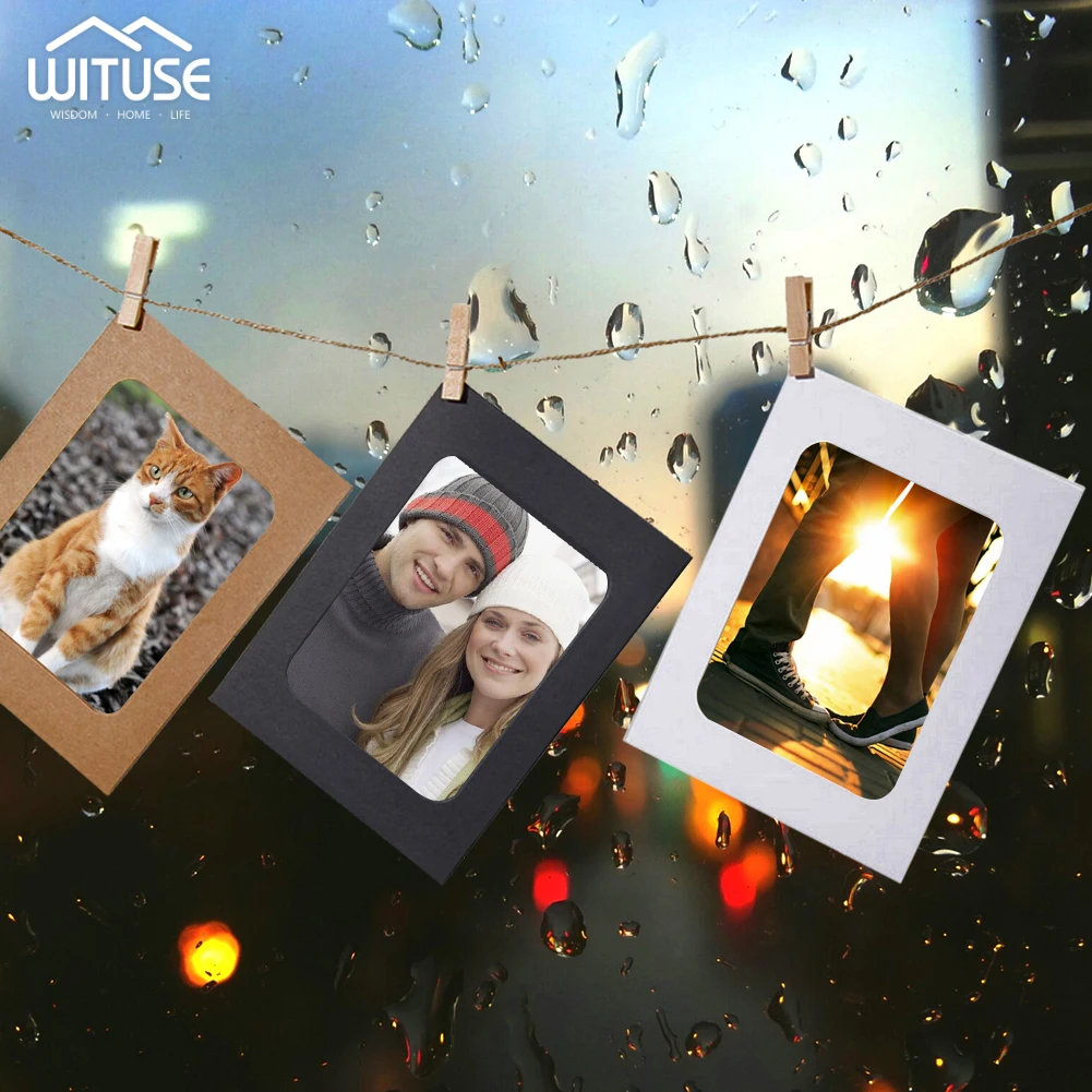 

30Pcs Each Color 10pcs 3/5/6inch Combination Paper Frame With Clips And Rope For Pictures DIY Hanging Album Wall Photo Frame