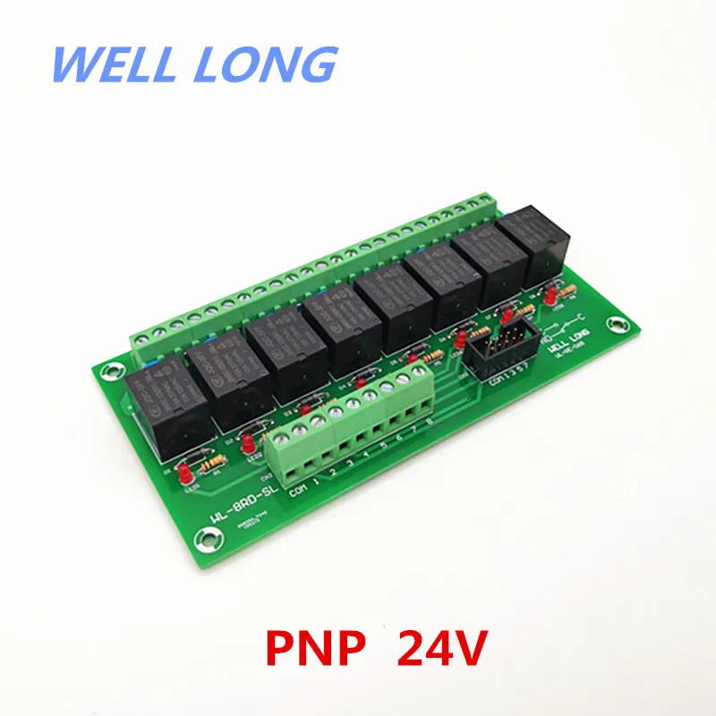 8-канальный модуль интерфейса реле мощности PNP типа 24 в 15 а HF JQC-3FF-24V-1ZS Relay. |