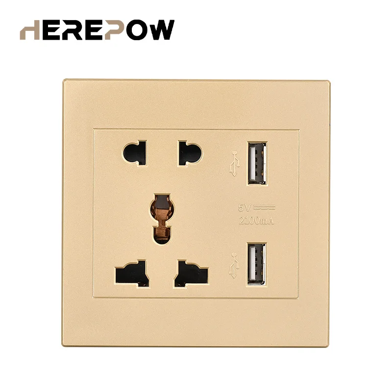 Универсальная настенная розетка Herepow с 5 отверстиями и USB-интерфейсом домашняя