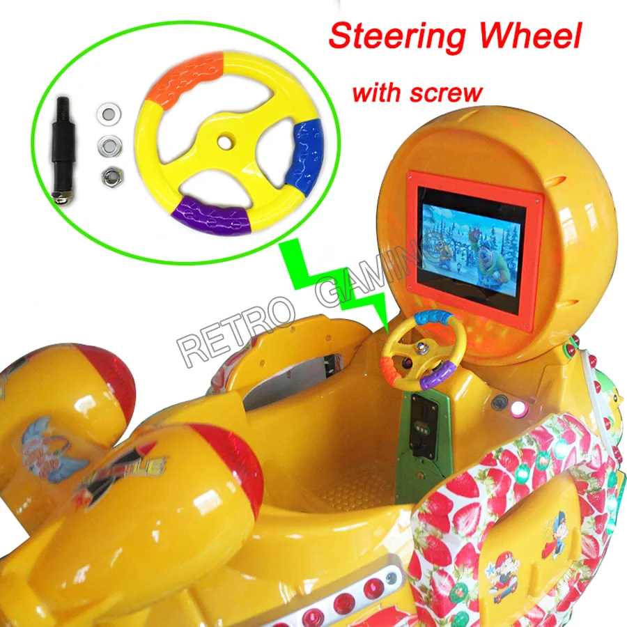 

2 sets kiddie rides / swing machine beautiful 17cm Plastic Steering Wheel with screw for Arcade Game machine accessories