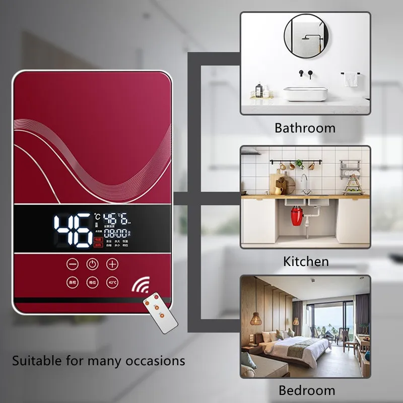 electric water heater electric shower quick heating dc machine household kitchen bathroom unlimited hot water remote control free global shipping
