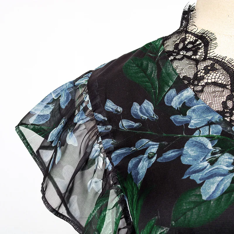 

Korean Drama Hotel DEL LUNA Black Lace Dress Summer IU Sexy Long Dresses for Women Vestido Floral Ruffle Dress Party YQ405