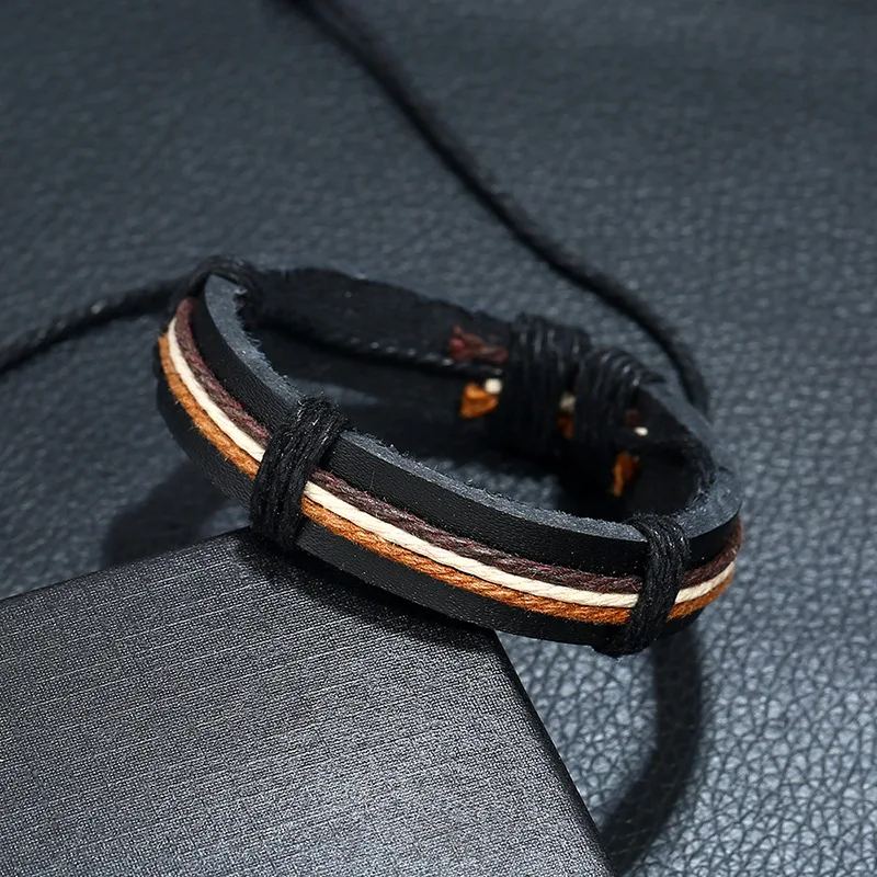 2019 новый цветной пеньковый браслет с переплетенными веревками из кожи для мужчин
