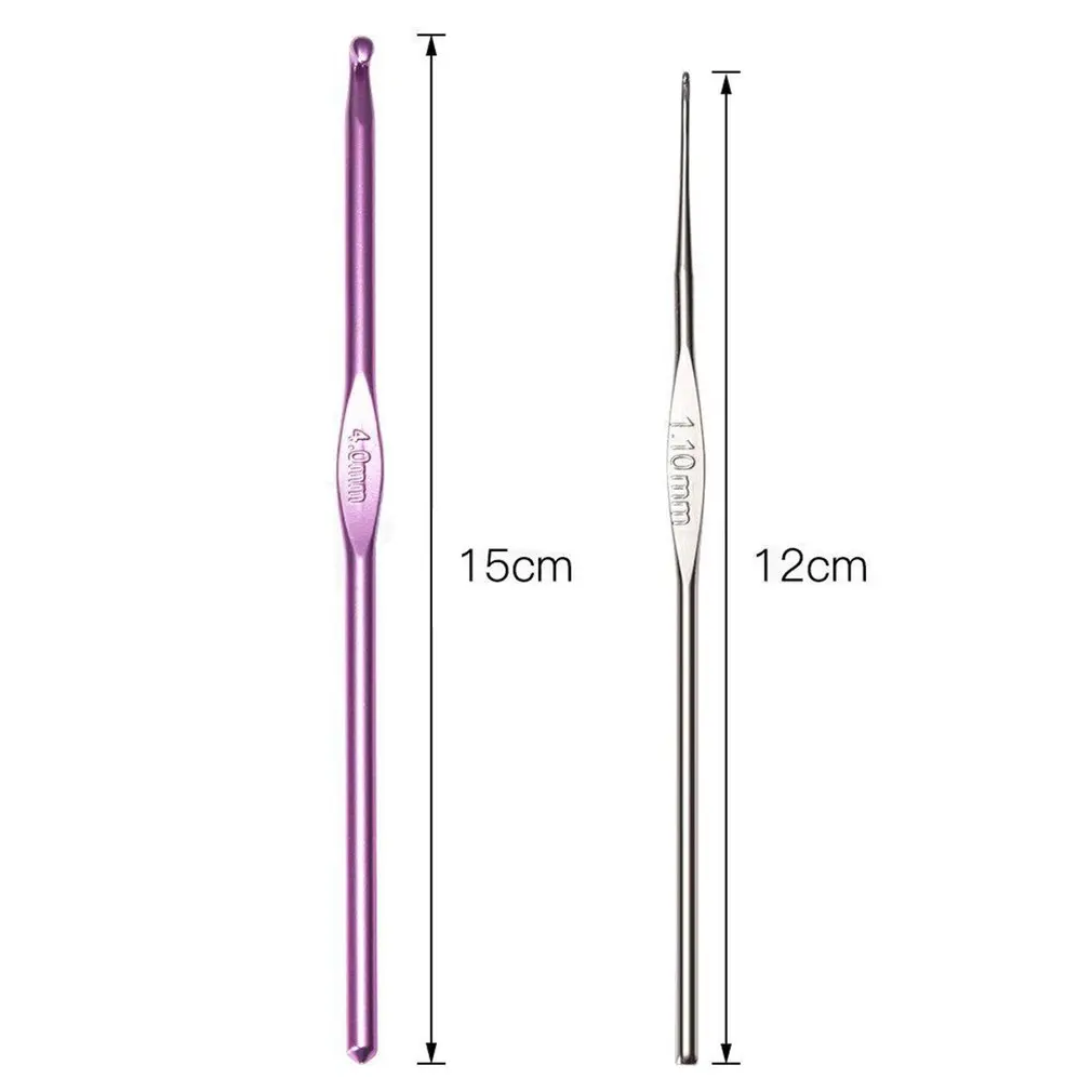 

22 Pcs/Set Ergonomic Multi Colour Stainless Steel Crochet Hooks Yarn Knitting Needles 2-8mm Sewing Tools with Case
