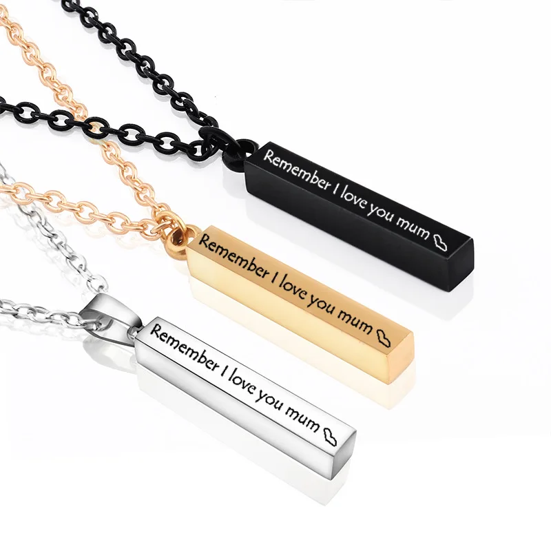 

Fashion Rectangle Pendant Necklace Classic Stainless Steel Snake Chain Necklace for Women Men Jewelry Gift