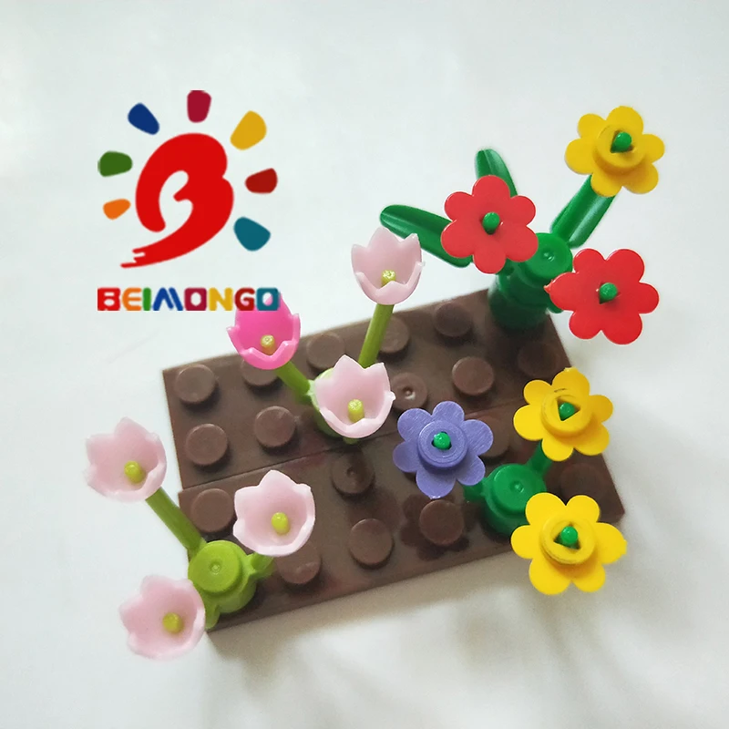 Бесплатная доставка! Строительные блоки BEIMONGO MOC красочный красивый цветок для