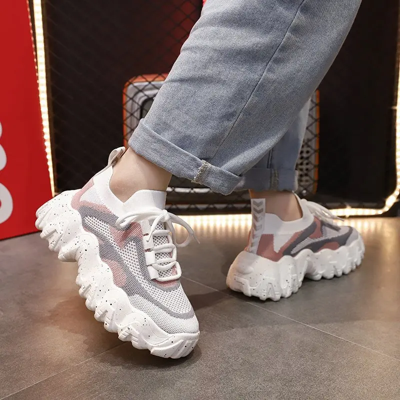 

Spring Sneakers Women Casual Platform Shoes Breathable Wedges Ladies Trainers Basket Femme Mesh Sport Chunky Sneakers Woman