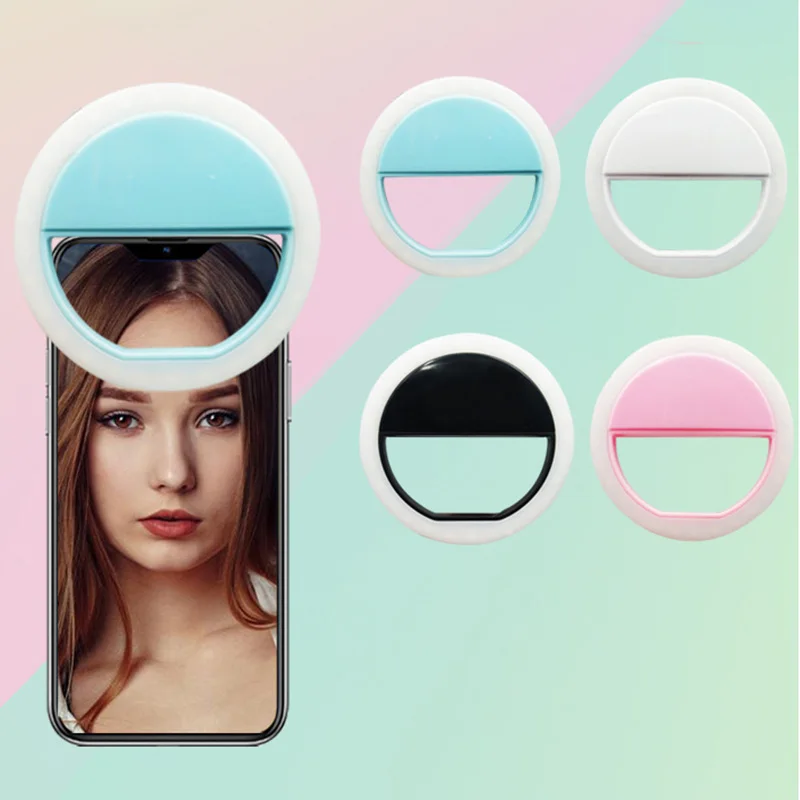 

2021 New Universal Mobile Phone Accessories LED Three Gear Ring Fill Light Selfie Live USB Rechargeable Lampara Veilleuse Luz