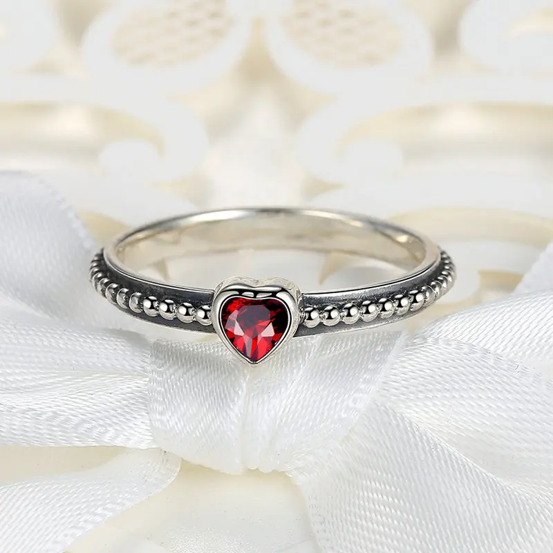 CodeMonkey Hot Sale 925 Sterling Color Love Heart Ring Stackable Ring with Purple Zircon for Women Wedding Jewelry R034