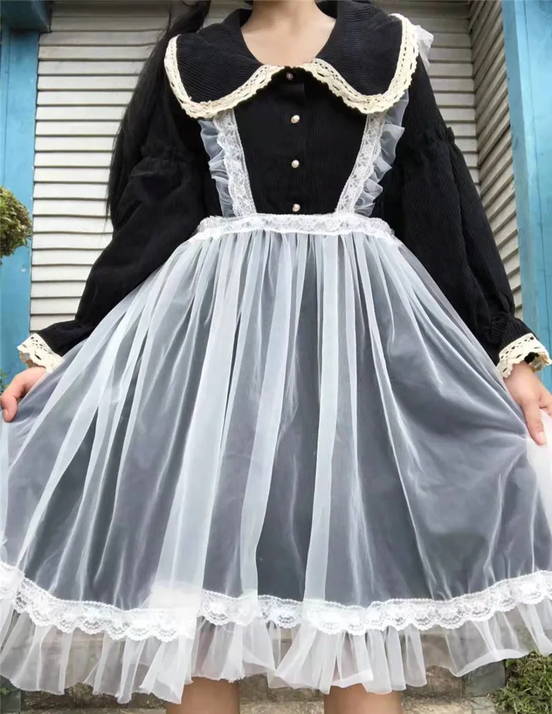 Harajuku Лолита платье уличная мода женское платье мягкие японские игрушки фонарь рукав Готический стиль тюль Лолита милое платье для девочки
