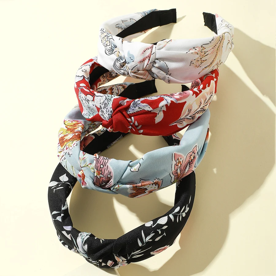 

2021 Vintage Paisley Print Knotted Hairband Headband Women Girls Hair Head Hoop Bands Accessories Hair Hairbands Headdress