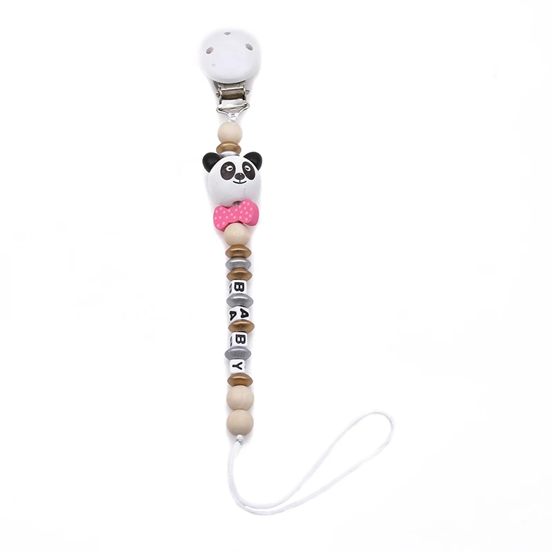 

New Baby Pacifier Clip Pacifier Chain Panda Shape Hand Made Cute Colourful Beads Dummy Clip Baby Soother Holder For Baby Kid