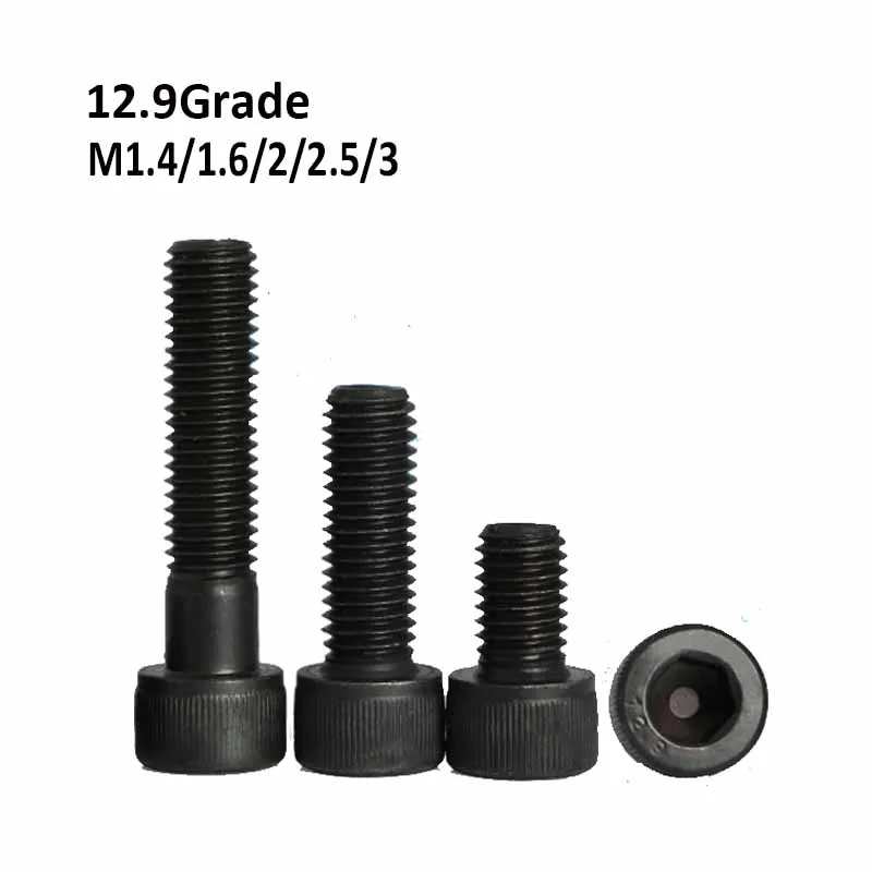 

M1.4 M1.6 M2 M2.5 M3 12.9 Grade Carbon Steel Hex Hexagon Socket Head Screws Black Allen Bolts Cup Head Screw DIN912