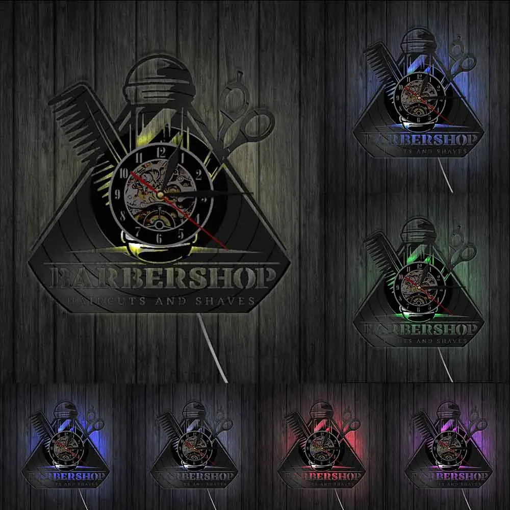 Виниловые настенные часы в стиле ретро для парикмахера оригинальный подарок с