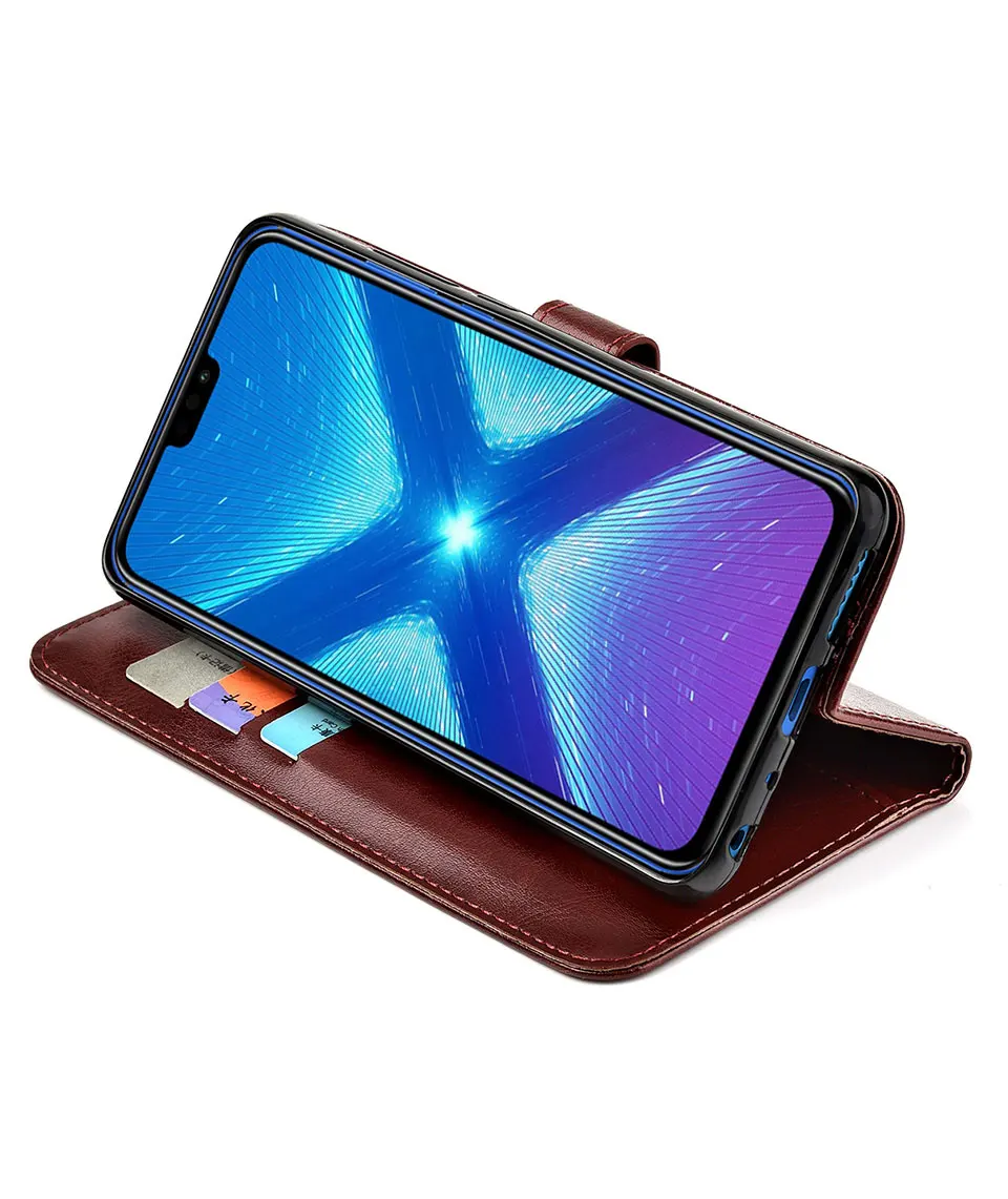 Роскошный кожаный чехол-книжка для huawei Honor 8X Чехол чехол на заднюю панель
