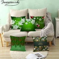 fuwatacchi christmas style pillow case green plant tree printed cushion cover for home sofa chair decorative pillowcases 4545cm