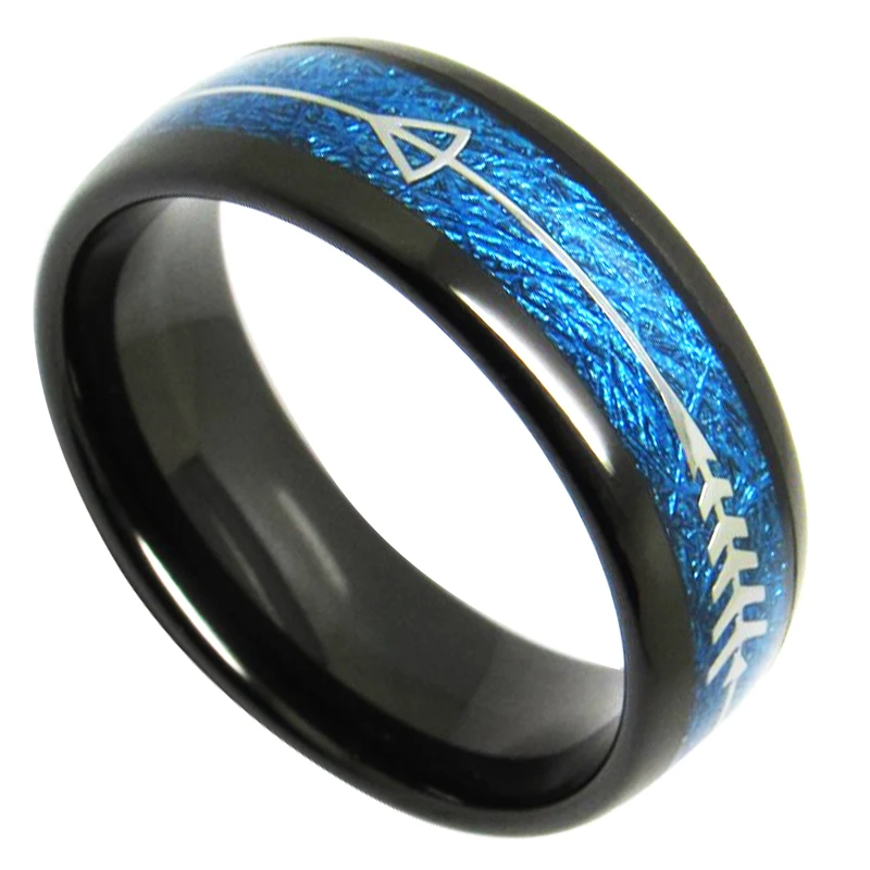 Кольцо мужское из карбида вольфрама шириной 8 мм цвет серебристый со стрелками и