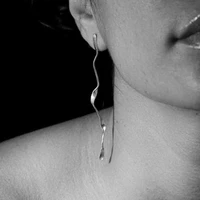 minimalist silver sterling 925 jewelry handmade twist stud earrings for women female charm long earring brincos boho pendientes