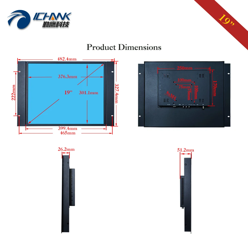 ZK190TC 591D/19 дюймов 1280x1024 VGA USB HDMI встроенный драйвер с открытой рамкой Бесплатный 10