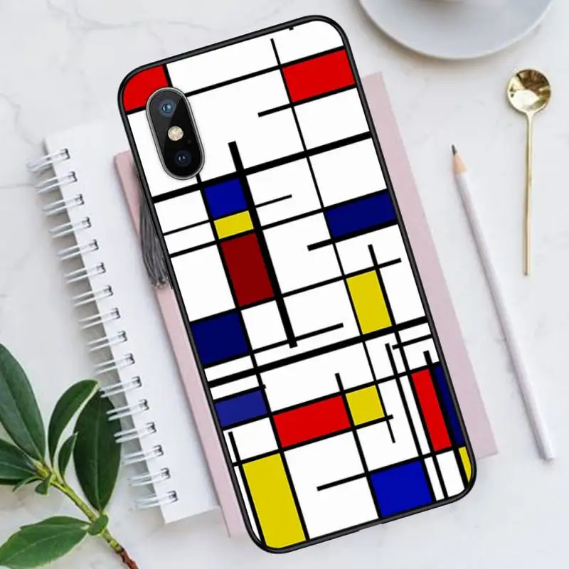 

bauhaus style abstract piet mondrian Phone Case for iPhone 11 12 pro XS MAX 8 7 6 6S Plus X 5S SE 2020 XR Luxury brand shell
