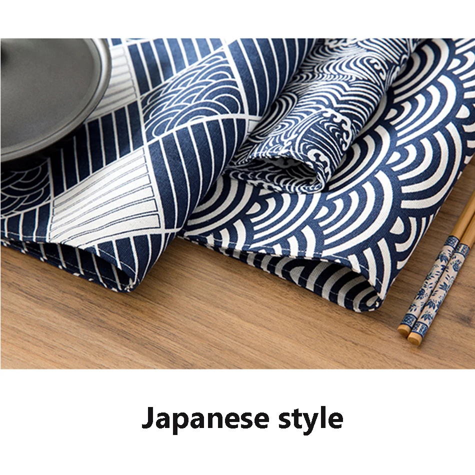 4 шт. прочный тканевый коврик для стола темно-синяя подстилка в японском стиле