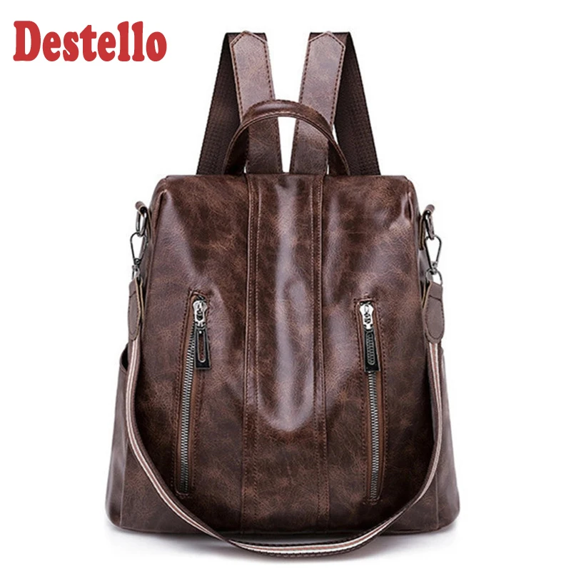 

New Fashion Casual PU Women Anti-theft Backpack 2020 Hight Quality Vintage Backpacks Female Larger Capacity Travel Shoulder Bag